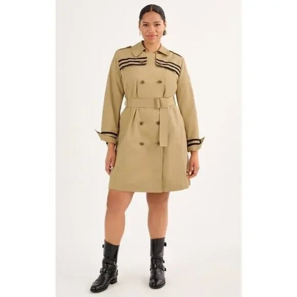 CABI Runway Trench Coat Khaki Size XS Style #6669 NWOT - Picture 2 of 6